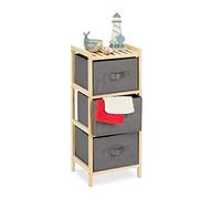 Relaxdays Bathroom Shelf with 3 Baskets Estantería Baño con 3 Cestas Plegables, Almacenaje, Repisa Pequeña con Cajones, 65x28x25,5 cm, Gris, Madera