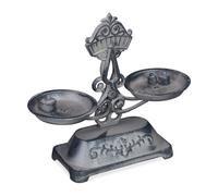 Relaxdays Balanza Antigua de Decoración, Hierro Fundido, Gris-Negro, 24 x 27 x 10,5 cm