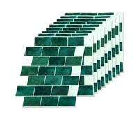 Relaxdays Baldosas adhesivas 30x30 desfasadas blanco,verde oscuro