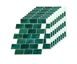 Relaxdays Baldosas adhesivas 30x30 desfasadas blanco,verde oscuro