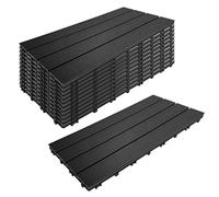 Relaxdays Baldosas WPC 12 uds 60x30 cm, Sistema Clic, Resistentes, Efecto Madera, balcón/terraza, Antracita