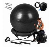 Relaxdays Balón de Gimnasia tamaños y Colores | con bandas, bomba, anillo, anti-reventón, pelota fitness para yoga y pilates, pelota para oficina