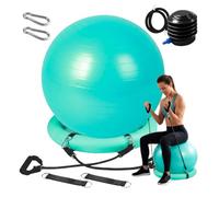 Relaxdays Balón de Gimnasia tamaños y Colores | con bandas, bomba, anillo, anti-reventón, pelota fitness para yoga y pilates, pelota para oficina