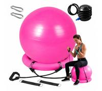 Relaxdays Balón de Gimnasia tamaños y Colores | con bandas, bomba, anillo, anti-reventón, pelota fitness para yoga y pilates, pelota para oficina