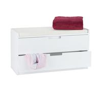 Relaxdays Banco almacenaje con 2 cajones blanco
