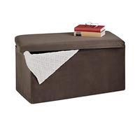 Relaxdays Banco Almacenaje, Funda de Terciopelo, 80 L, Salón, Dormitorio, Baúl Almacenamiento, 38 x 77 x 39 cm, Marrón