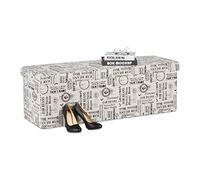 Relaxdays Banco Almacenaje, Plegable, Acolchado, Diseño Inspirado en el Café, 130 L, Baúl Almacenamiento, Beige/Negro, Poliéster, 38,5 x 114 x 37,5 cm