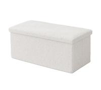 Relaxdays Banco, Almacenamiento, Tela de Terciopelo, Plegable, Acolchado, HBT: 38 x 76 x 38 cm, Banco Blanco