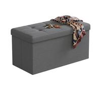 Relaxdays Banco, Almacenamiento, Tela, Plegable, Acolchado, HBT 38 x 76 x 38 cm, Gris Oscuro