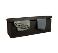 Relaxdays Banco asiento almacenaje cuero sintético marrón