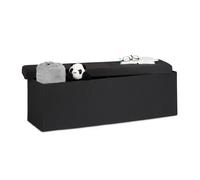 Relaxdays Banco asiento plegable de lino negro