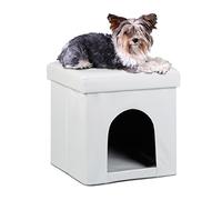 Relaxdays Banco/Casa para Perros, Cuero de imitación, Blanco