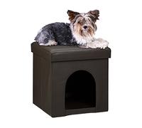 Relaxdays Banco/Casa para Perros, Cuero de imitación, Marrón | Piel sintética, Marrón