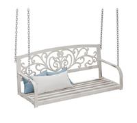 Relaxdays Banco colgante metálico para exterior blanco,oro