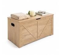 Relaxdays Banco con almacenaje y Tapa, 46×100×40 cm, Gris Claro