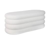 Relaxdays Banco con Almacenamiento, Tejido Teddy, Acolchado, Tapa, Blanco | (Al x An x Fo): 42x110x45cm