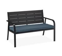 Relaxdays Banco de jardín con cojín antracita,negro