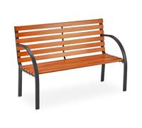 Relaxdays Banco de jardín madera y metal marrón,negro