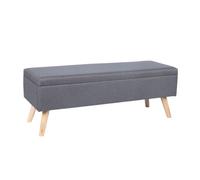 Relaxdays Sitzbank Leinen Lino, Espacio de Almacenamiento, Alto x Ancho x Profundidad: 40 x 110 x 40 cm, Patas de Madera, Banco Acolchado para Dormitorio, Pasillo, Gris, Poliéster, Tablero de Fibra