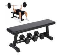 Relaxdays banco de pesas plano, soporte hasta 300 kg, 46x36x105 cm, negro