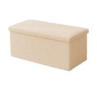 Banco Relaxdays, Almacenamiento, Tela de Felpa, Plegable, Acolchado, Pasillo, Dormitorio, HBT: 38 x 76 x 38 cm, Beige