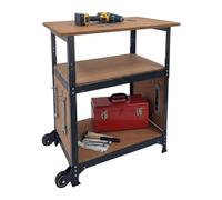 Relaxdays Banco de trabajo con ruedas y panel marrón claro,negro