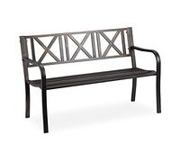 Relaxdays 0 Banco Jardín, 2 Plazas, Terraza, Balcón, Acero Robusto, Asiento para Exteriores Estable, 80,5 x 127 x 63 cm, 1 Pieza