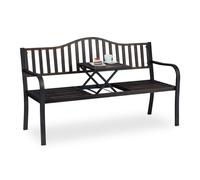 Relaxdays Banco jardín con mesa plegable oro,negro