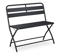 Relaxdays Banco Jardín Plegable, Resiste Intemperie, 2 Plazas, Jardín, Balcón, Asiento Exterior 83,5x90x49 cm, Gris