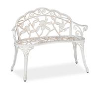 Relaxdays Banco jardín vintage blanco y bronce blanco,cobre,negro