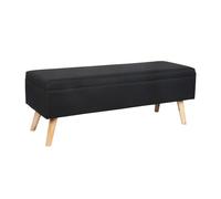 Relaxdays Banco Lino, Almacenamiento, HxBxT: 40 x 110 x 40 cm, Patas de Madera, Banco tapizado para Dormitorio.