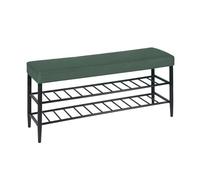 Relaxdays Banco para Zapatos, Asiento Acolchado de Piel sintética, 2 estantes, 8 Pares, HBT 50 x 100 x 30 cm, Verde, Hierro, Gomaespuma, Plástico