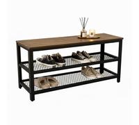 Relaxdays Banco para zapatos con 2 estantes marrón,negro