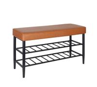 Relaxdays Banco para zapatos con 2 estantes marrón,negro