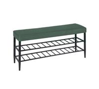 Relaxdays Schuhbank Zapatero Acolchado de Piel sintética, 2 estantes, 8 Pares de Zapatos, 50 x 100 x 30 cm, Color Verde, Espuma, plástico, Hierro, 50x100x30 cm