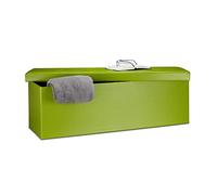 Relaxdays Banco plegable, Baúl de almacenaje, Cuero sintético, 38 x 114 x 38 cm, Verde