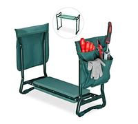 Relaxdays - Banco Plegable/Cojín Rodillas hasta 150 kg para Jardín, Verde, 50 x 60 x 27.5 cm