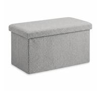 Relaxdays Banco Plegable y Acolchado con almacenaje, Gris | tela teddy, para pasillo o dormitorio, 38x76x38 cm