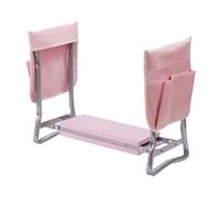 Relaxdays Banco rodillas jardín con bolsillos fucsia,plata