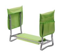 Relaxdays Banco rodillas jardín con bolsillos verde,plata