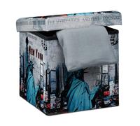 Relaxdays Banco taburete con baúl varios diseños azul,negro,gris