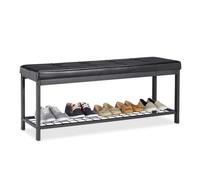 Relaxdays Banco zapatero acolchado XXL negro