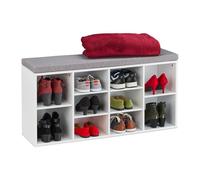 Relaxdays Banco zapatero blanco con 10 cajones blanco,gris