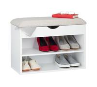 Relaxdays Banco zapatero blanco para el pasillo blanco,crema