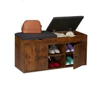 Relaxdays Banco zapatero con asiento plegable marrón,negro