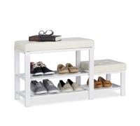 Relaxdays Banco zapatero de 2 niveles blanco,crema