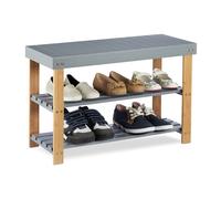 Relaxdays Banco zapatero gris de bambú gris,marrón claro