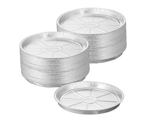 Relaxdays Bandeja Aluminio, Pack de 100, 2,5 x 27,5 cm, Envases Barbacoa Redondos, Recipiente Recogegotas BBQ, Plateado