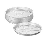 Relaxdays Bandeja Aluminio, Pack de 25, 3 x 27,5 cm, Molde Horno, Fuentes Recogegotas BBQ, Platos Redondos, Plateado