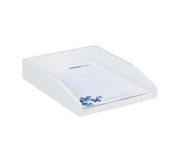 Relaxdays, Blanco Bandeja para Cartas, Apilable, DIN A4, Organizador de Oficina, Bambú, 6,5 x 25 x 33,5 cm